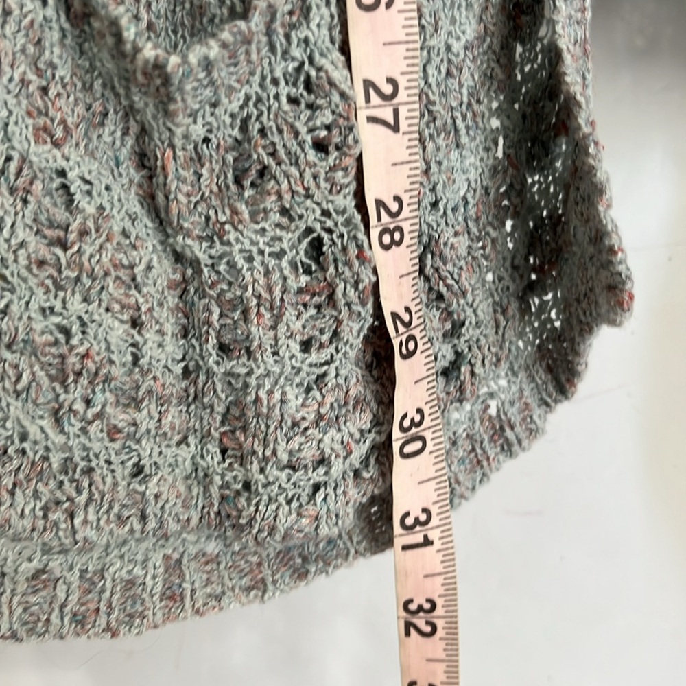 Free People Open Front Light Knit Cardigan Pockets Women’s M Marble Blue Boho - Picture 10 of 10